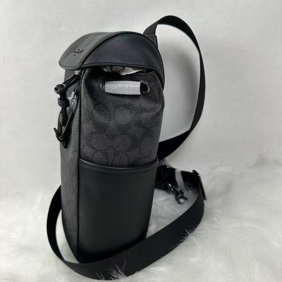 Coach Racer Pack Signature In Canvas & Leather Charcoal Black CT712 NWT - Picture 3 of 9
